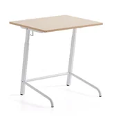 Meble do szkół i przedszkoli - Ławka szkolna AXIOM, laminat HPL, biały/brzoza - miniaturka - grafika 1