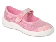 Buty dla dziewczynek - Baleriny kapcie dziecięce dziewczęce na rzepy różowe Befado 208X050 -30 - miniaturka - grafika 1