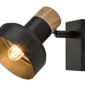 Lampy ścienne - Kinkiet ścienny Saskia czarny-dąb 1xE14x15W z włącznikiem wym: 13 x 10 x 12 cm metal IP20 Rabalux - miniaturka - grafika 1