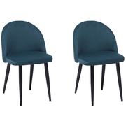 Krzesła - Beliani Zestaw do jadalni 2 krzesła welur ciemnoniebieskie VISALIA - miniaturka - grafika 1