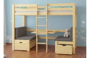 łóżko piętrowe sosnowe pine bunk z opcją biurka 90x200 cm - Łóżka dla dzieci i młodzieży - miniaturka - grafika 1