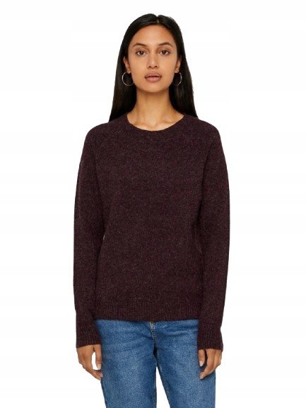 VERO MODA BRĄZOWY KLASYCZNY SWETER Z OKRĄGŁYM DEKOLTEM XL 6BA