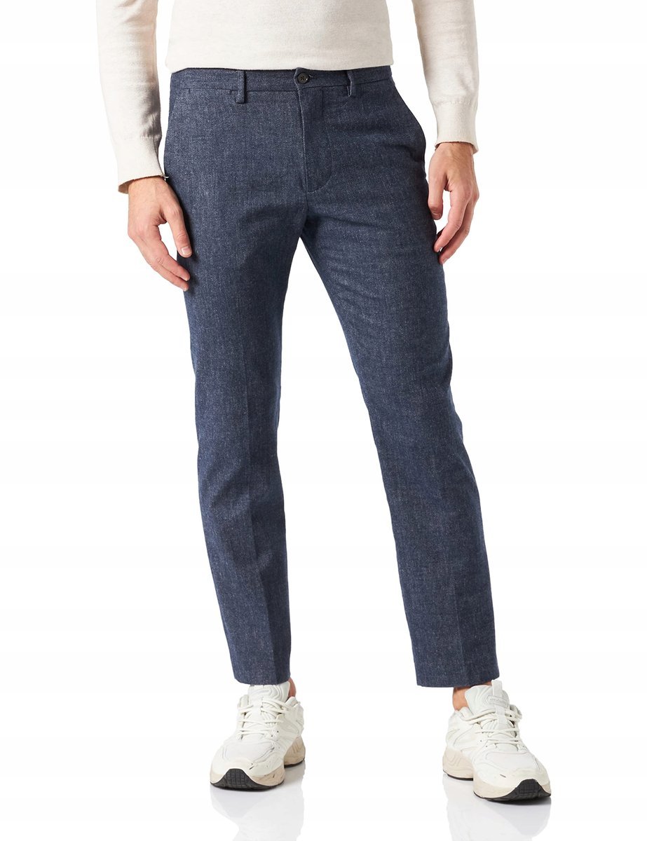 TOMMY HILFIGER GRANATOWE ELEGANCKIE SPODNIE PROSTE W KANT 29/32 7BA