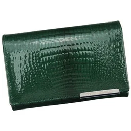 Portfel Damski Skórzany GREGORIO Duży Z Suwakiem Lakierowany RFID GF-112 ZIELONY 15 x 10 x 4 [cm] - Portfele - miniaturka - grafika 1