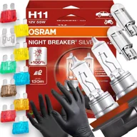 Żarówki samochodowe - Żarówki Osram H11 Night Breaker Silver 100% W5W Led Bezpieczniki Rękawiczki - miniaturka - grafika 1