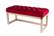 Ławki do przedpokoju - Ławka na buty LPP-2, 125 cm EMRAWOOD drewno lite, kolor naturalny siedzisko pikowane, kolor czerwony - miniaturka - grafika 1