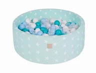 Suche baseny - MeowBaby® Okrągły Suchy Basen z Piłeczkami 7cm dla Dziecka, 90x30cm/200 piłek, Bawełniany, Miętowy w Gwiazdki: Białe/Transparentne/Niebieskie/Turkusowe - miniaturka - grafika 1