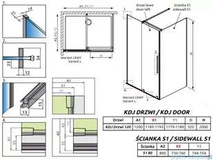 Radaway Furo Kdj Brushed Nickel kabina 120x80cm lewa szczotkowany nikiel 10104622-91-01L/10110580-01-01/10113080-01-01 - Kabiny prysznicowe - miniaturka - grafika 2