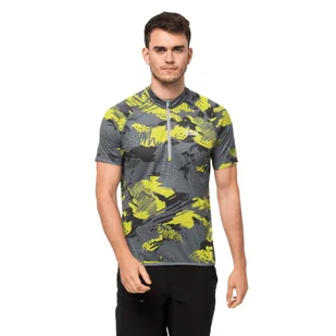Męska koszulka rowerowa Jack Wolfskin TOURER HALFZIP PRINT T M storm grey all over - S - Koszulki męskie - miniaturka - grafika 1