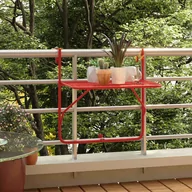 Stoły ogrodowe - Lumarko Stolik balkonowy, czerwony, 60x40 cm, stalowy - miniaturka - grafika 1