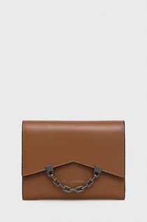 Portfele - KARL Lagerfeld Lagerfeld portfel skórzany damski kolor brązowy - grafika 1