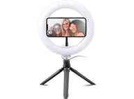 Selfie stick - Uchwyt z lampą LED Ring SBS Tripod Selfie 20cm TESELFIERINGCLIP Czarny - miniaturka - grafika 1
