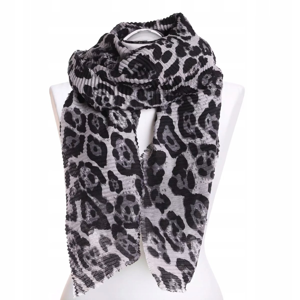 Jesienny Szal Damski Szalik Modny Elegancki W Panterkę Cienki Moraj Patt2