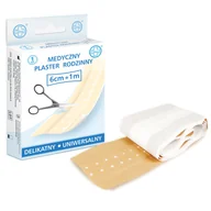 Apteczki i materiały opatrunkowe - Testeo, plaster z opatrunkiem do cięcia, dzianinowy, cielisty, 1 m x 6 cm - miniaturka - grafika 1