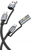 Ładowarki samochodowe - HOCO kabel All-in-one USB A / Typ C do Typ C / Zapalniczka samochodowa 3A 60W U138 1,2 m czarny - miniaturka - grafika 1