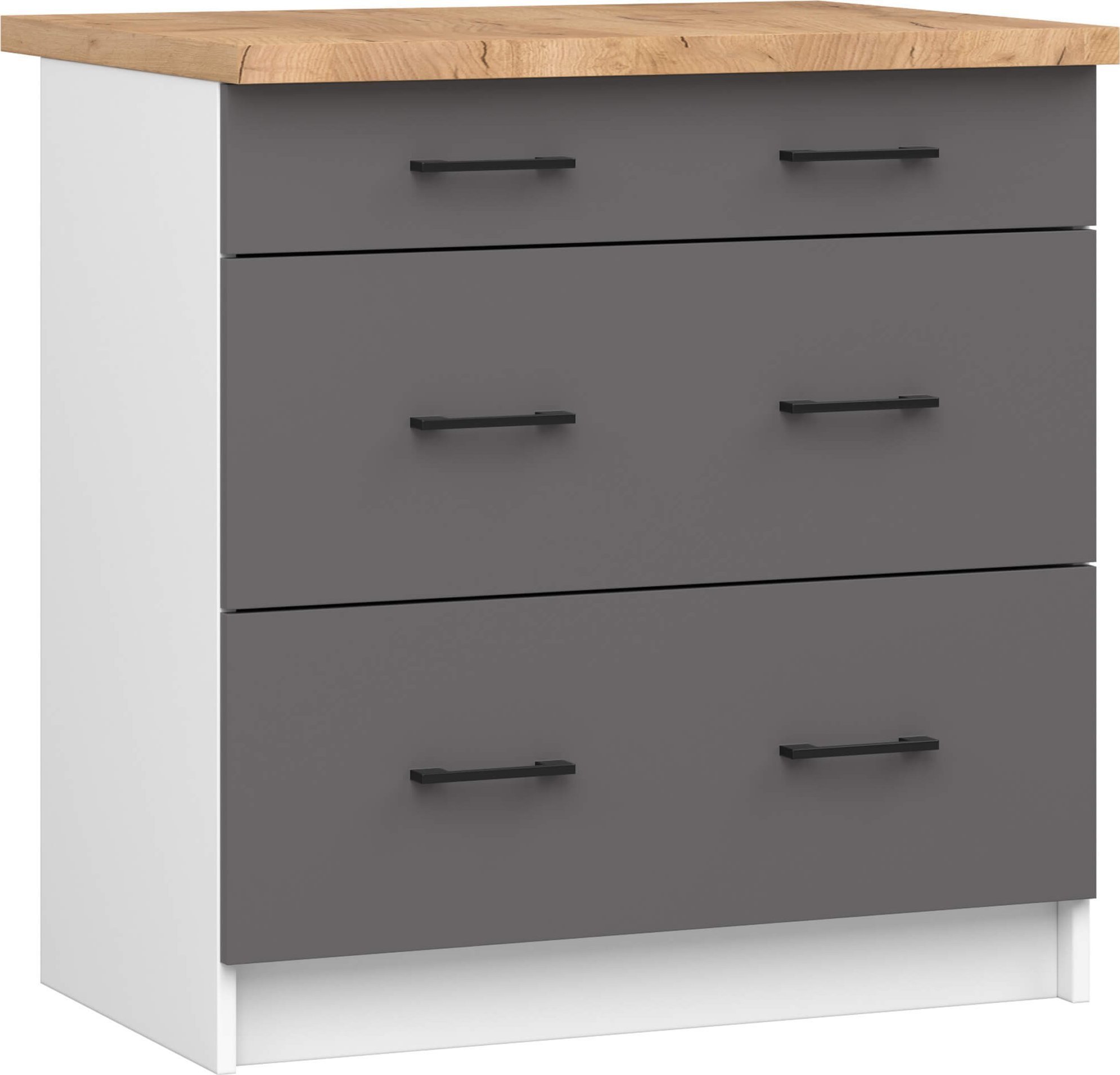 SZAFKA KUCHENNA OLIWIA S 80cm 3S BIAŁA-GRAFIT SZARY