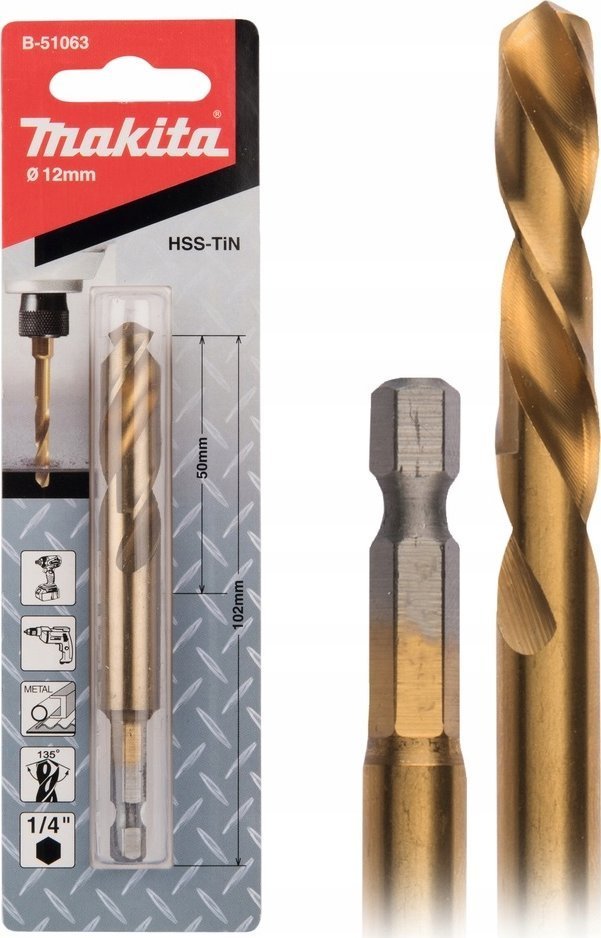 Makita Wiertło WIERTŁO DO METALU HSS-TIN 1/4