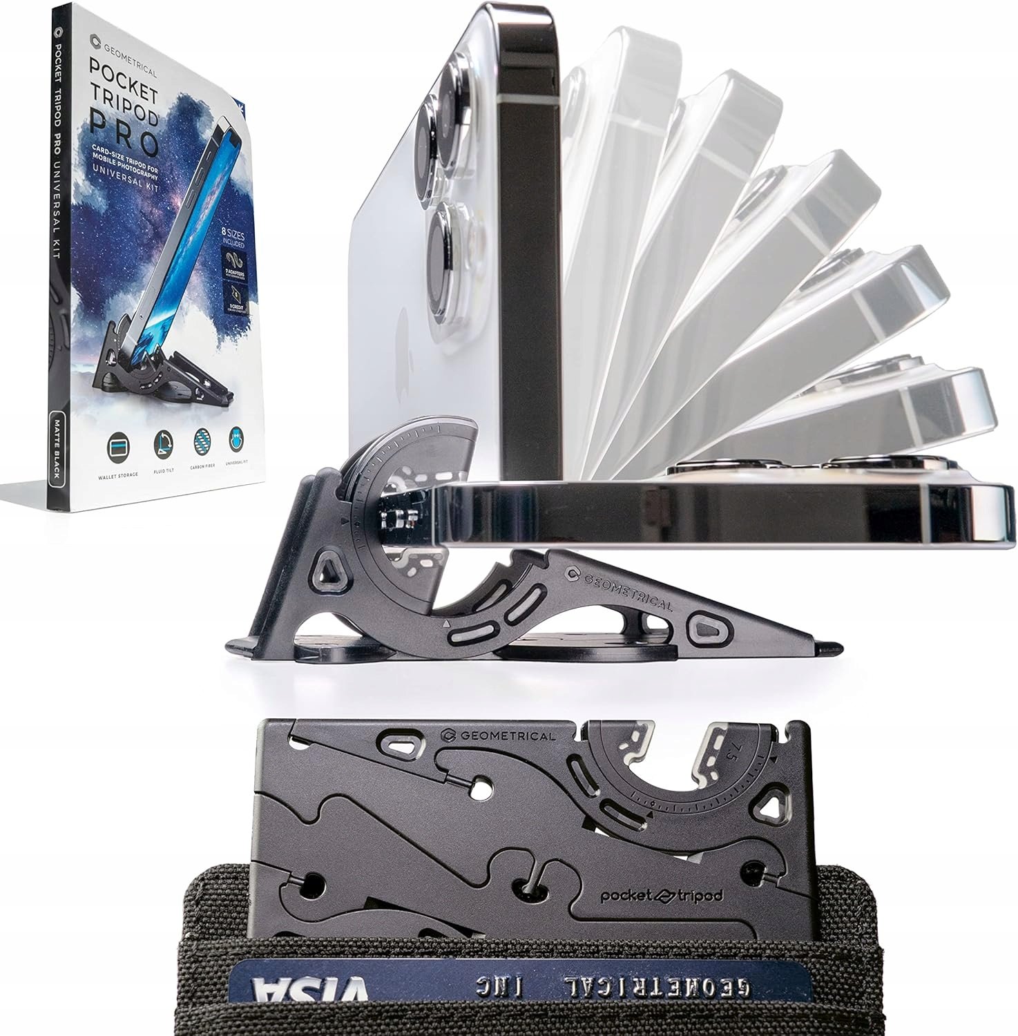 Tripod Statyw do iPhone'a w rozmiarze portfela(czarny matowy) 8-12,5mm