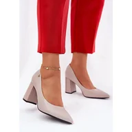 Czółenka - Eleganckie Czółenka Na Słupku Vinceza 62220 Szare - miniaturka - grafika 1