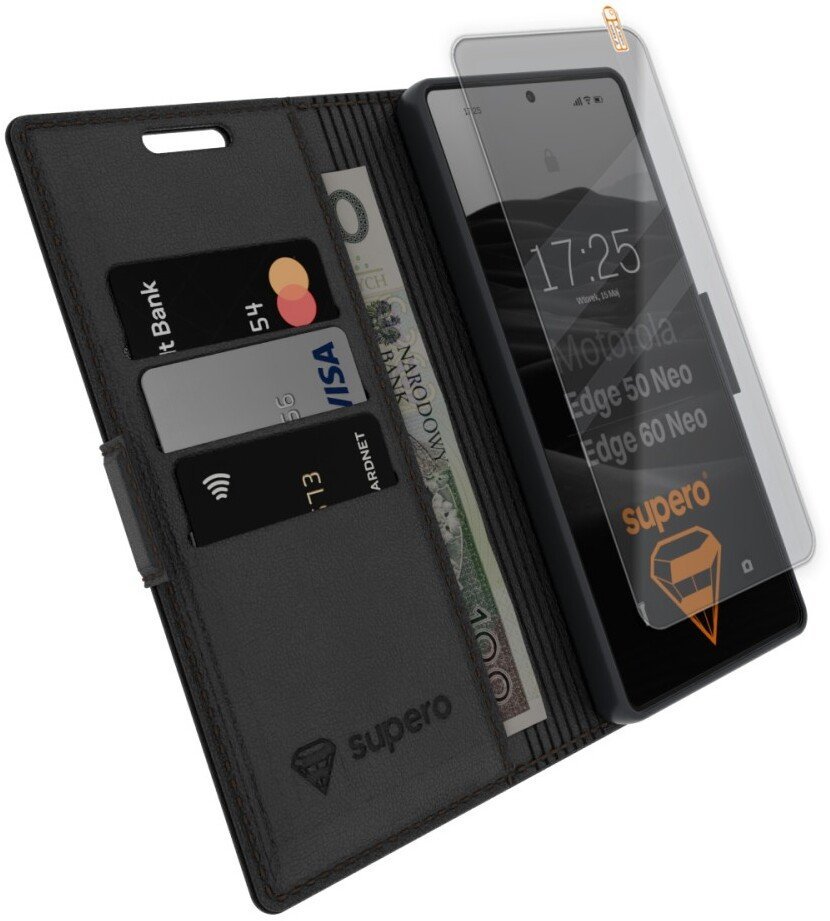 SUPERO Etui z klapką Business Wallet Case do Motorola Moto Edge 60 Neo/ 50 Neo, czarne