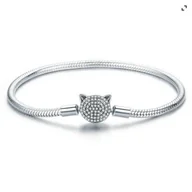 Bransoletki - Bransoletka Modułowa Pandora Srebro 925 Charms Kotek 19 Cm - miniaturka - grafika 1