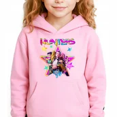Bluzy dla dziewczynek - Bluza Dziecięca Różowa Z Kapturem KPOPOWE ŁOWCZYNIE DEMONÓW Wzory - 128 cm - miniaturka - grafika 1