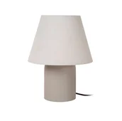 Lampy stojące - Beżowa lampka stołowa Macia z ceramiki z lnianym kloszem - miniaturka - grafika 1