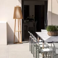 Lampy ogrodowe - LES JARDINS Solarna lampa stojąca Tecka z czujnikiem, teak - miniaturka - grafika 1