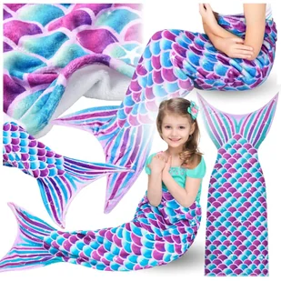 koc śpiwór ogon syreny miękki otulacz syreni kocyk fiolet ciepły do spania - Koce - miniaturka - grafika 1