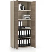 Szafy biurowe - B2B Partner Szafa biurowa z drzwiami LAYERS, 4 półki, 800 x 400 x 1905 mm, dąb naturalny / dąb bejcowany 611526 - miniaturka - grafika 1