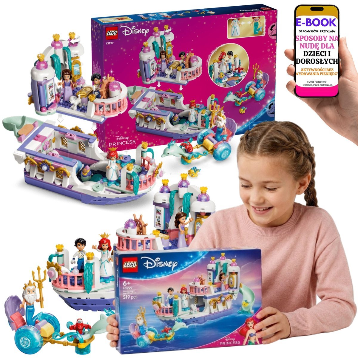 LEGO Mała Syrenka 43299 Łódź Arielki Eryk Tryton Vanessa Klocki Disney + E-BOOK-3