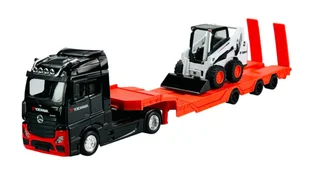 BBURAGO MERCEDES-BENZ ACTROS GIGASPACE + PRZYCZEPA Z ŁADOWARKĄ BOBCAT S590 1:43 32313 - Samochody i pojazdy dla dzieci - miniaturka - grafika 1