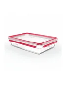 Akcesoria i części AGD - Emsa CLIP ' CLOSE glass food storage container 3.0 liters transparent/red, rectangular - miniaturka - grafika 1