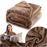 Koce - Koc 200x220 akrylowy jednolity ciepły GRUBY pled na łóżko YASEMIN brąz - miniaturka - grafika 1