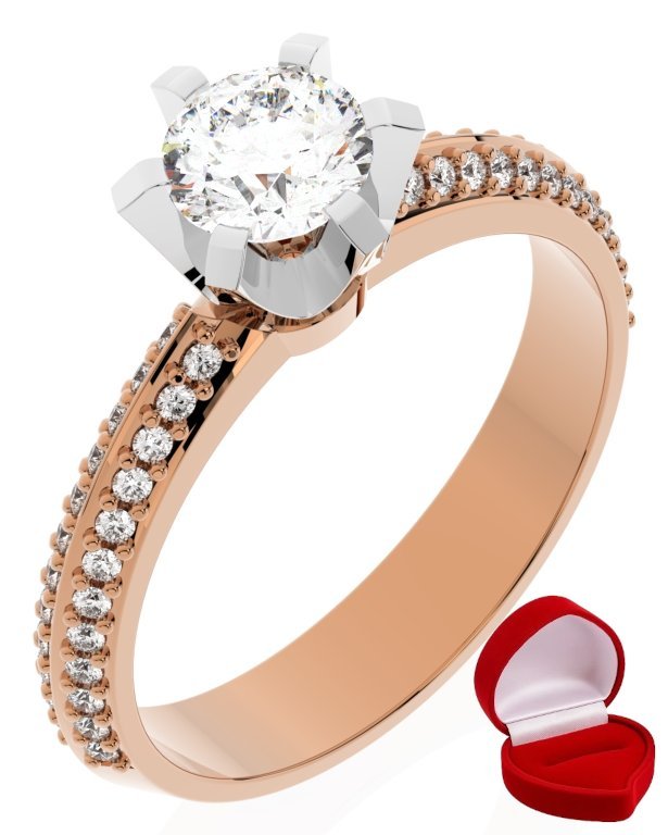 ZŁOTY PIERŚCIONEK ZARĘCZYNOWY 585 14k BRYLANT 0,50 ct RÓŻOWE ZŁOTO R21