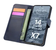 Etui i futerały do telefonów - Bizon z klapką Pocket do Xiaomi Redmi Note 14 5G/Poco M7 Pro 5G Granatowy - miniaturka - grafika 1