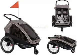 Przyczepka rowerowa dla dzieci XLC DUO S BS C10 2w1 wózek składana amortyzacja szara - Przyczepki rowerowe - miniaturka - grafika 1