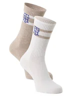 Skarpetki damskie - Tommy Hilfiger - Skarpety damskie pakowane po 2 szt., niebieski|brązowy|biały - miniaturka - grafika 1