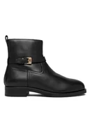 Botki damskie - Tommy Hilfiger Botki Th Buckle Riding Leather Bootie FW0FW08781 Czarny - miniaturka - grafika 1