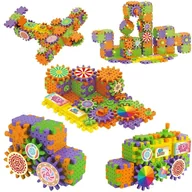 Klocki - Edukacyjny zestaw klocków konstrukcyjnych koła zębate z napędem elektrycznym - 130 elementów, klocek napędowy, efekty świetlne, podstawy mechaniki i.. - miniaturka - grafika 1