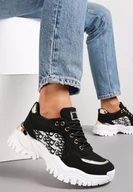 Sneakersy damskie - Czarne Sneakersy z Wstawkami na Grubej Podeszwie Trenta - miniaturka - grafika 1