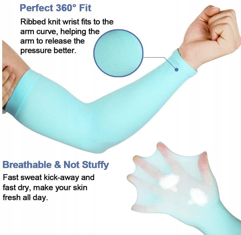 HYSENM Rękawki rowerowe chłodzące sportowe w kolorze turkusowym