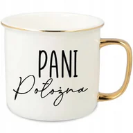 Kubki - KUBEK UCHO RANT ZŁOTY PORCELANOWY RETRO 280ML PREZENT DLA POŁOŻNA MIX WZORY - miniaturka - grafika 1