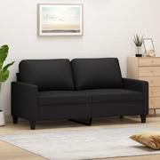 Sofy i kanapy - vidaXL 2-osobowa sofa, czarna, 140 cm, sztuczna skóra - miniaturka - grafika 1