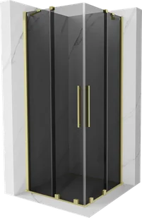 Mexen Velar Duo kabina prysznicowa rozsuwana 80x80 cm, grafit, złota szczotkowana - 871-080-080-42-55 - Kabiny prysznicowe - miniaturka - grafika 1