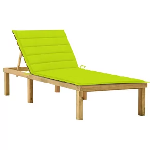 vidaXL Leżak z jasnozieloną poduszką, impregnowane drewno sosnowe! 3065860 - Leżaki ogrodowe - miniaturka - grafika 1