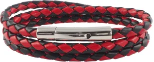 Skórzany naszyjnik skórzany pasek 4 mm męski naszyjnik czarny / czerwony 17-100 cm długości z zapięciem dźwigniowym srebrny pleciony, długość: 20 centymetrów - Naszyjniki męskie - miniaturka - grafika 1
