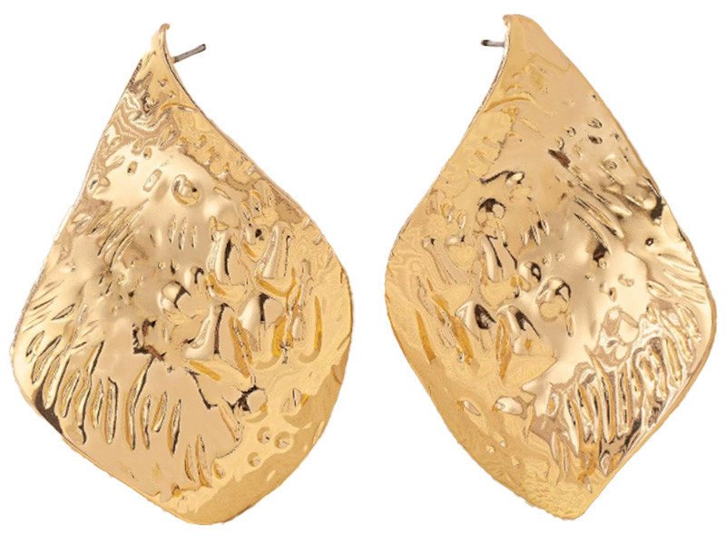 Kolczyki nowoczesne blaszki duże romby na sztyft elegancki wzór