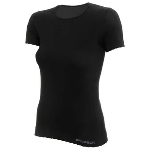 Damska koszulka termoaktywna Brubeck Women's T-Shirt SS Comfort Cotton | Black XL - Koszulki i topy damskie - miniaturka - grafika 1