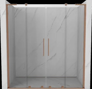 Mexen Velar L Duo drzwi prysznicowe rozsuwane 180 cm, transparent, miedź szczotkowana - 871-180-003-02-65 - Ścianki i drzwi prysznicowe - miniaturka - grafika 1